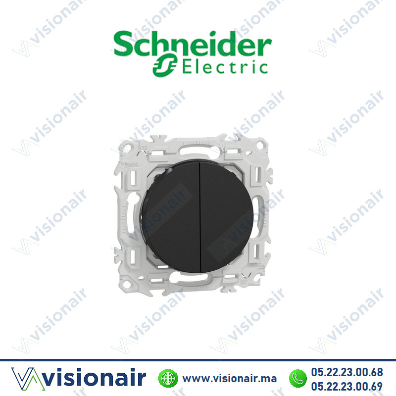 [S940214] Interrupteur double Va et vient Schneider Odace Noir S940214