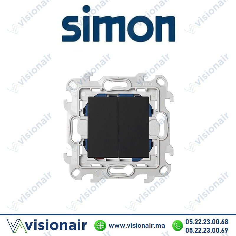 [2410398-098] Interrupteur double SIMON 24 Noir mat 2410398-098