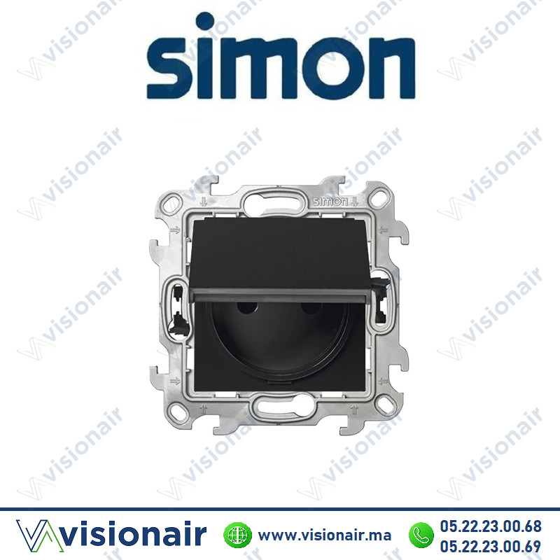 [2400447-098] Prise 2P+T étanche IP44 SIMON 24 Noir mat 2400447-098