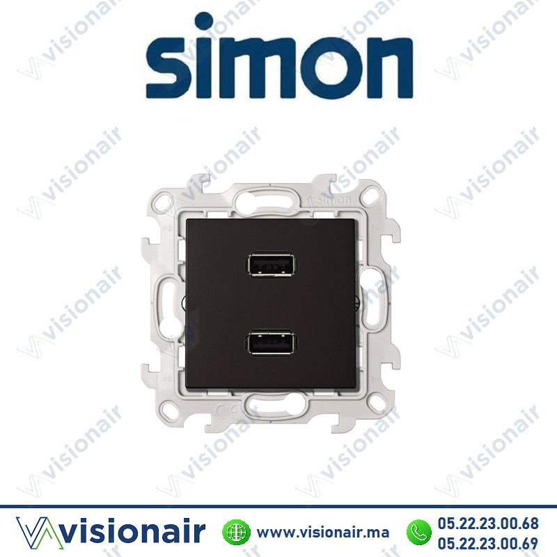 [2411090-098] Chargeur double USB SIMON 24 Noir mat 2411090-098