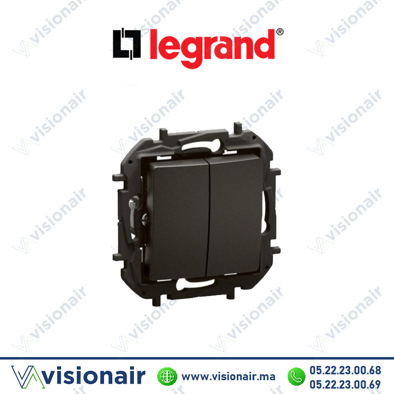 [LEGNP2220BK] Interrupteur double va et vient Legrand Niloe 10AX Noir