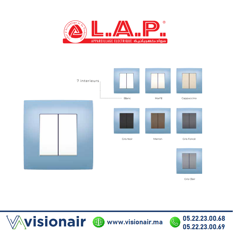 [LAPCADM0130] Cadre bleu azur LAP MILLENIUM 1 poste