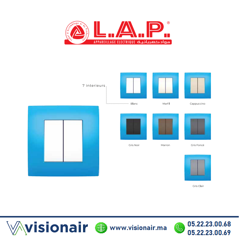 [LAPCADM0132] Cadre bleu ciel LAP MILLENIUM 1 poste