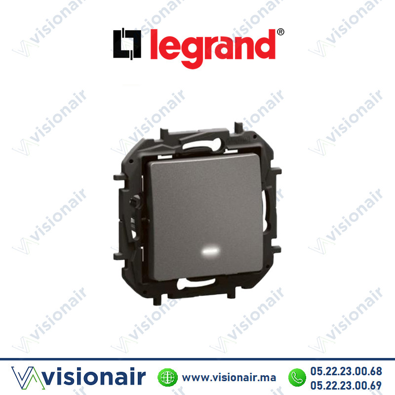 [LEGNP2315MG] Bouton poussoir Legrand Niloe lumineux Gris