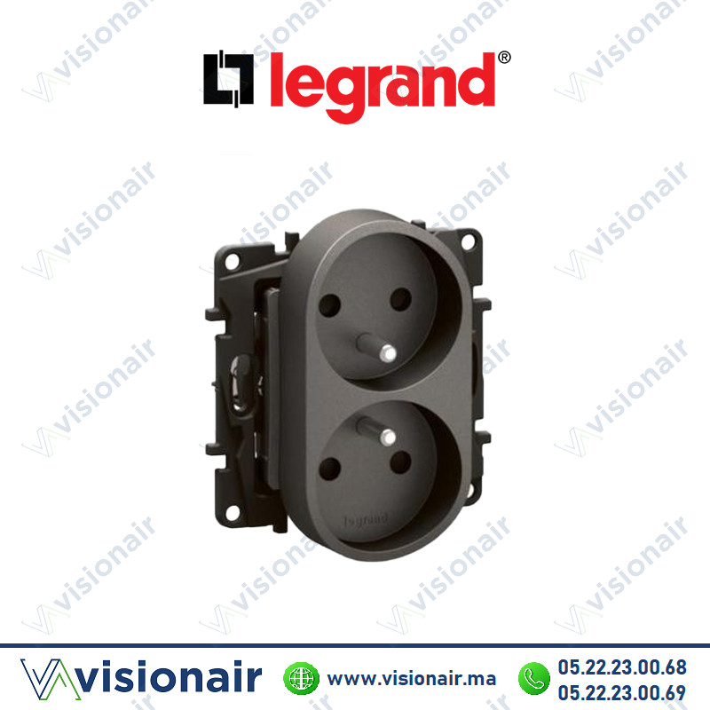 [LEGNP3112MG] Prise double 2P+T Legrand Niloe Gris