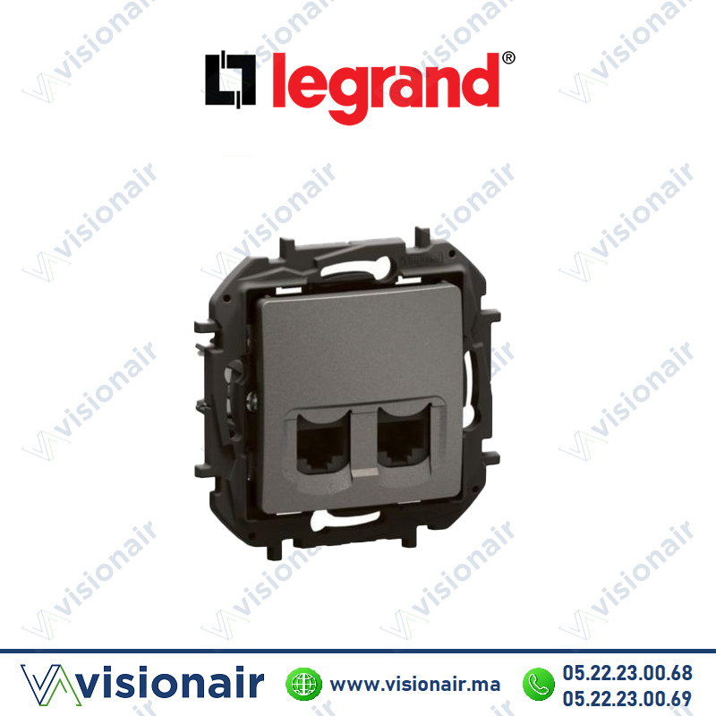 [LEGNP4334MG] Prise double RJ45 Legrand Niloe Cat6 UTP Gris