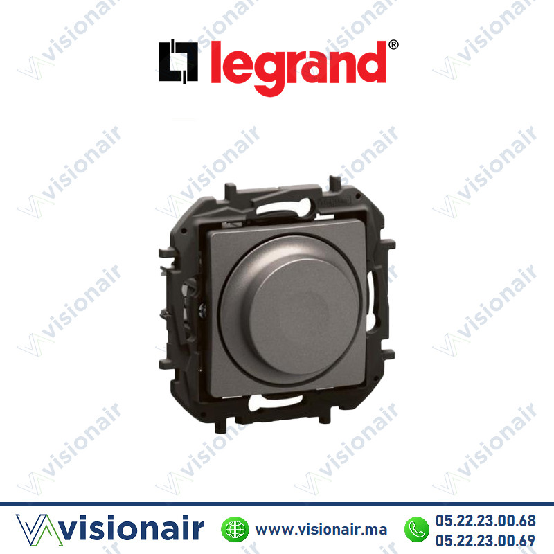 [LEGNP2411MG] Variateur rotatif Legrand Niloe 300W - 2 fils Gris