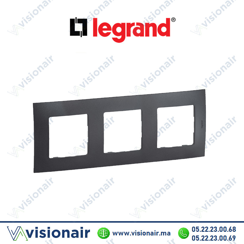 [LEGNP113GR] Plaque 3 postes Legrand Niloe Gris foncé