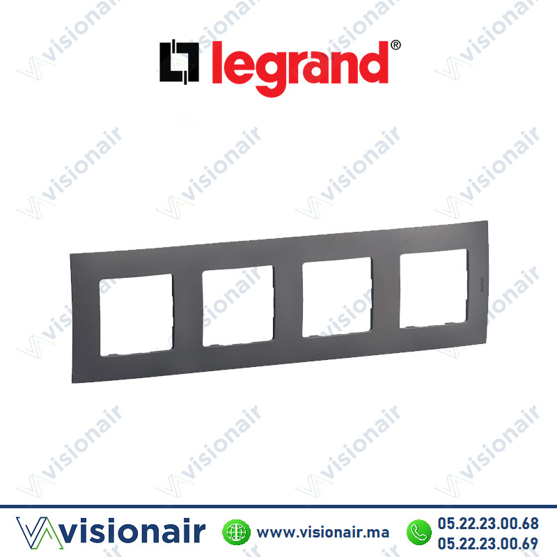 [LEGNP114MG] Plaque 4 postes Legrand Niloe Gris