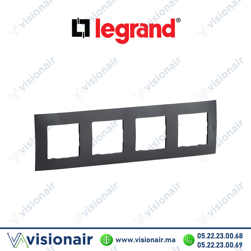 [LEGNP114GR] Plaque 4 postes Legrand Niloe Gris foncé