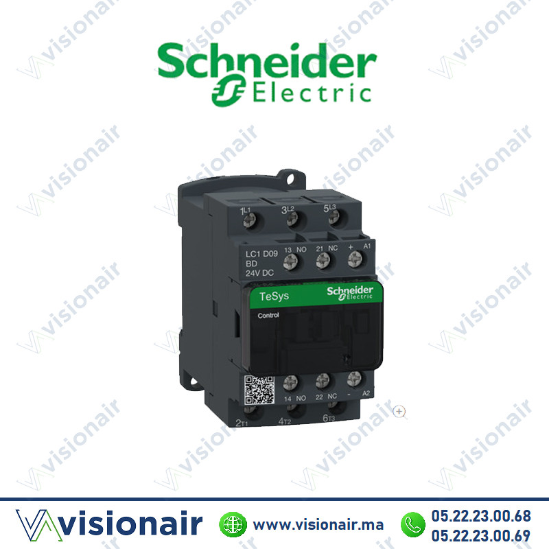 [LC1D09BD] Contacteur SCHNEIDER 9A 3P AC3 440V bobine 24Vcc LC1D09BD