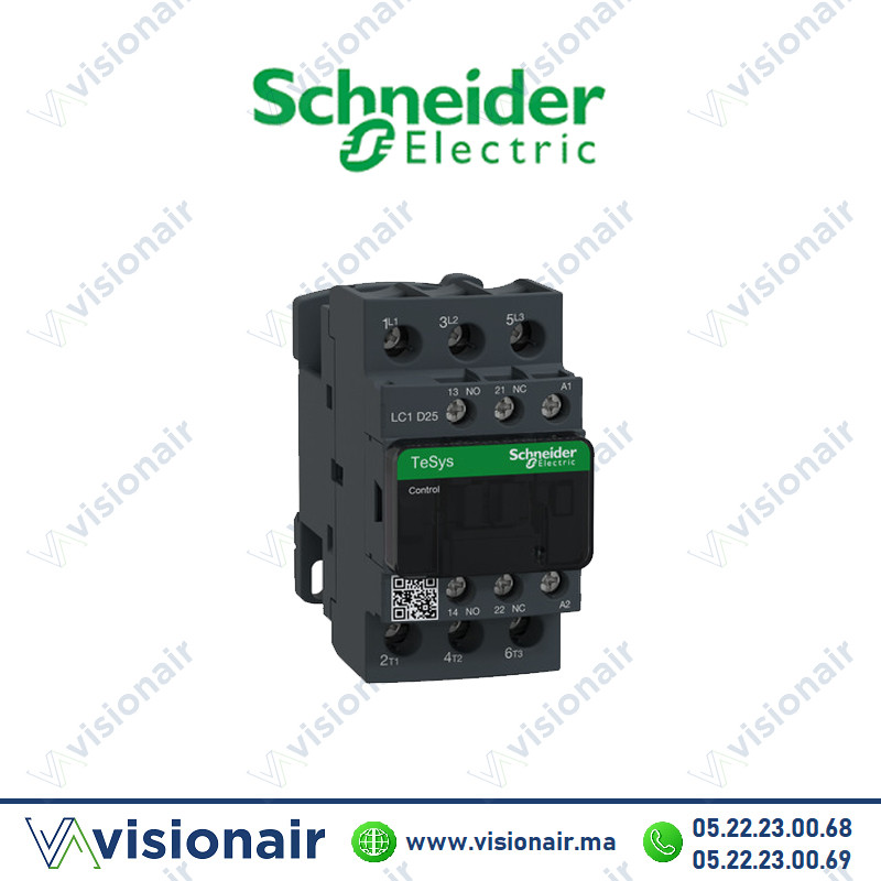 [LC1D25E7] Contacteur SCHNEIDER 25A 3P AC3 440V bobine 48Vca LC1D25E7