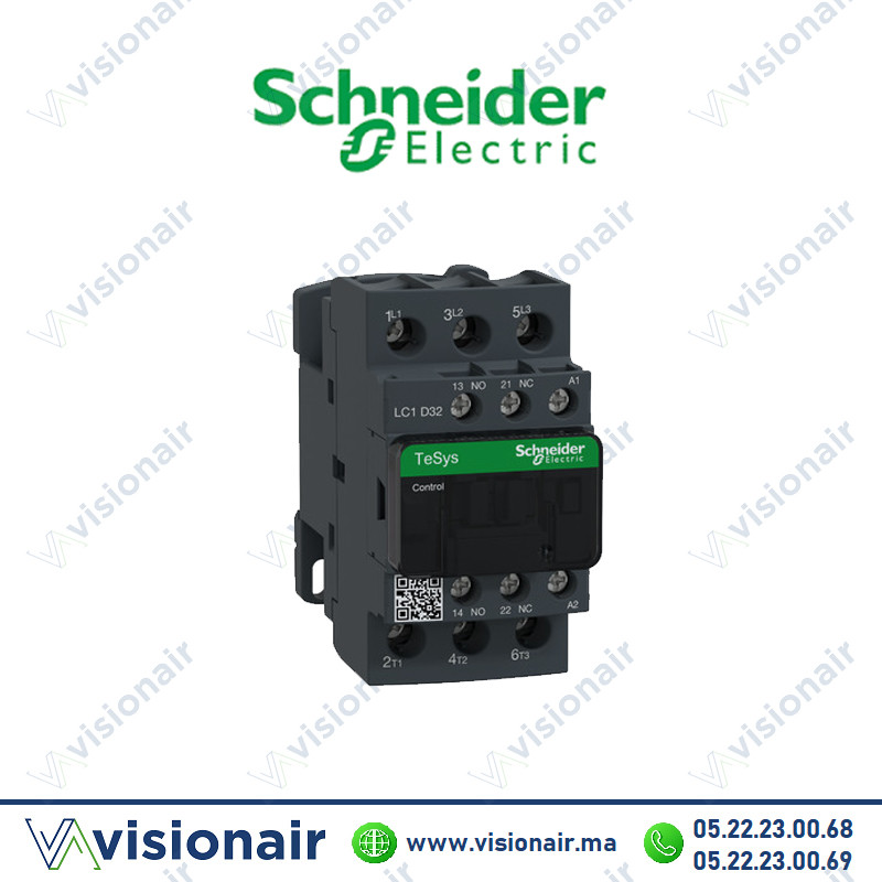 [LC1D32B7] Contacteur SCHNEIDER 32A 3P AC3 440V bobine 24Vca LC1D32B7