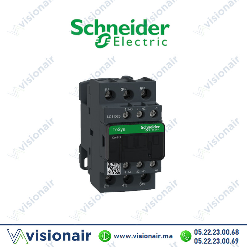 [LC1D25B7] Contacteur SCHNEIDER 25A 3P AC3 440V bobine 24Vca LC1D25B7