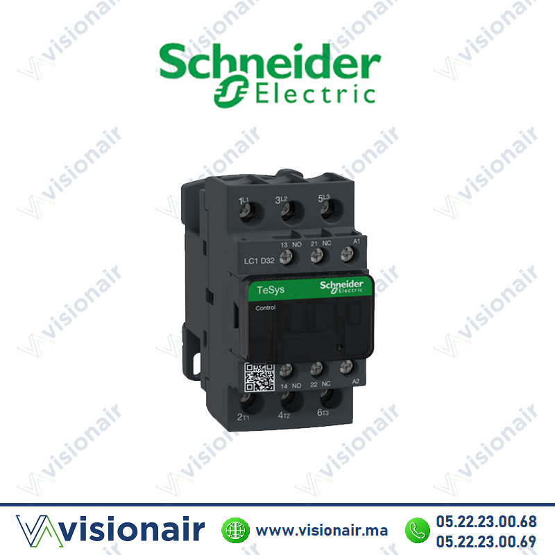 [LC1D32E7] Contacteur SCHNEIDER 32A 3P AC3 440V bobine 48Vca LC1D32E7