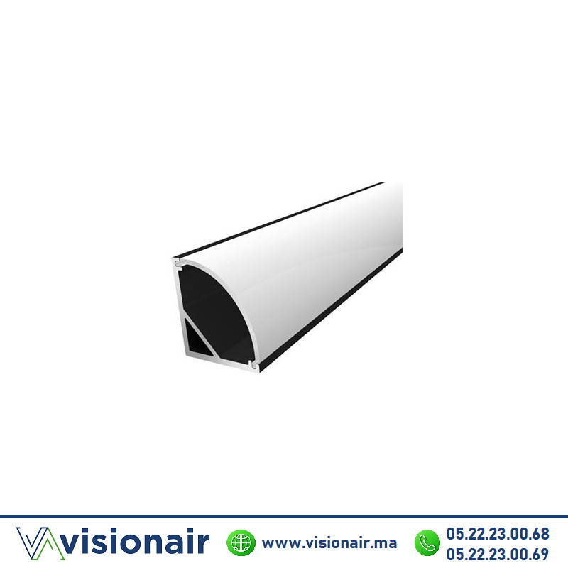 [LC-PR006-3-N] Profilé LED apparent angle aluminium 15.5x15.5mm noir couvercle blanc 3M