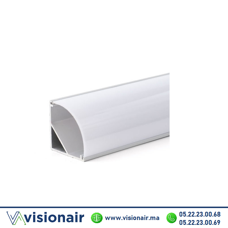 [LC-PR006-3] Profilé LED apparent angle aluminium 15.5x15.5 mm gris couvercle blanc 3M