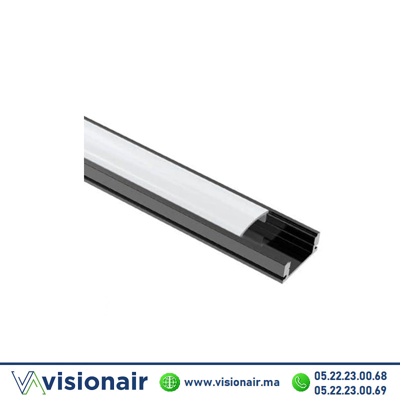 [LC-PR059-3NM] Profilé LED apparent aluminium 17x7mm noir couvercle blanc 3M