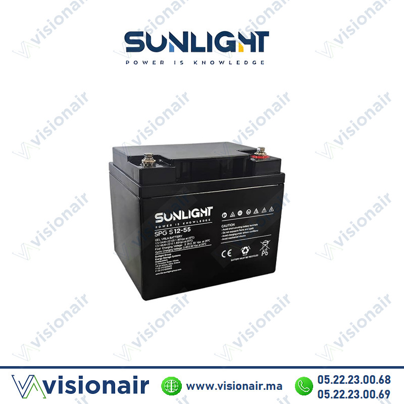 [SUN55AHSPG] Batterie solaire SUNLIGHT 12V 55AH SPG GEL