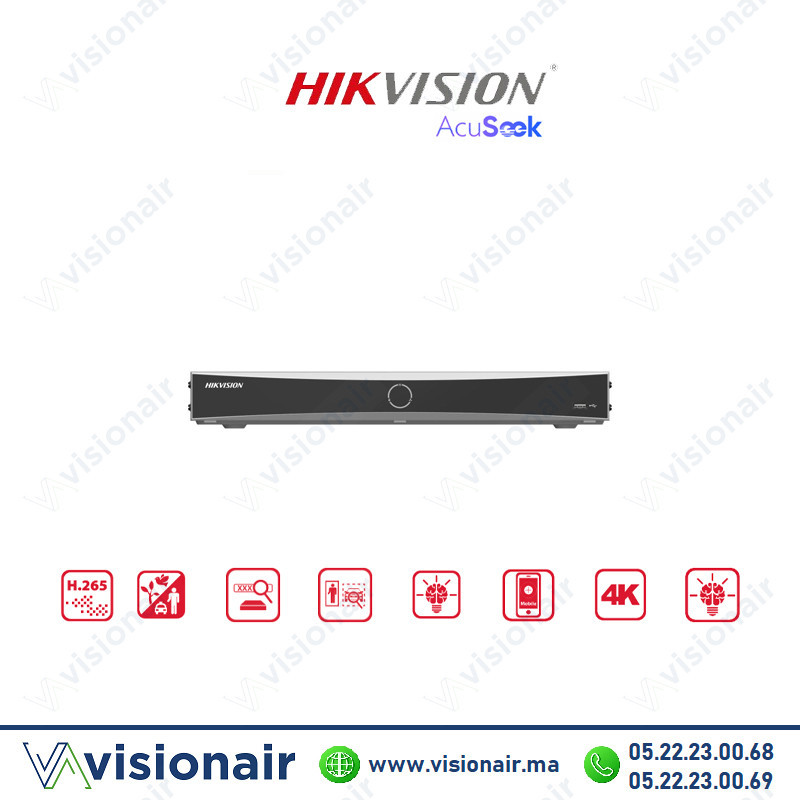 NVR Hikvision IP 4K 32CH 2HDD AcuSeek K VPro 1U DS-7632NXI-K2/VPro Casablanca Maroc