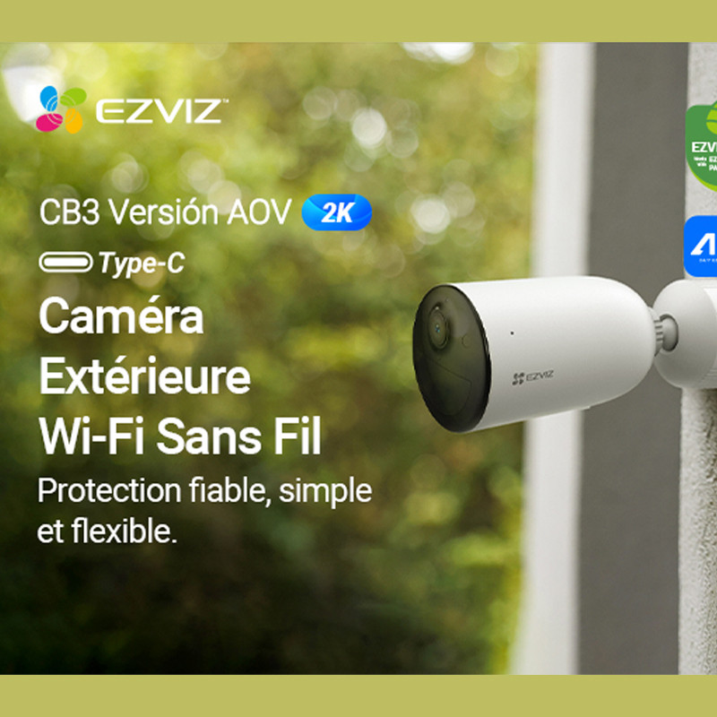 Caméra WI-FI EZVIZ 2MP avec batterie CS-CB3 Casablanca Maroc