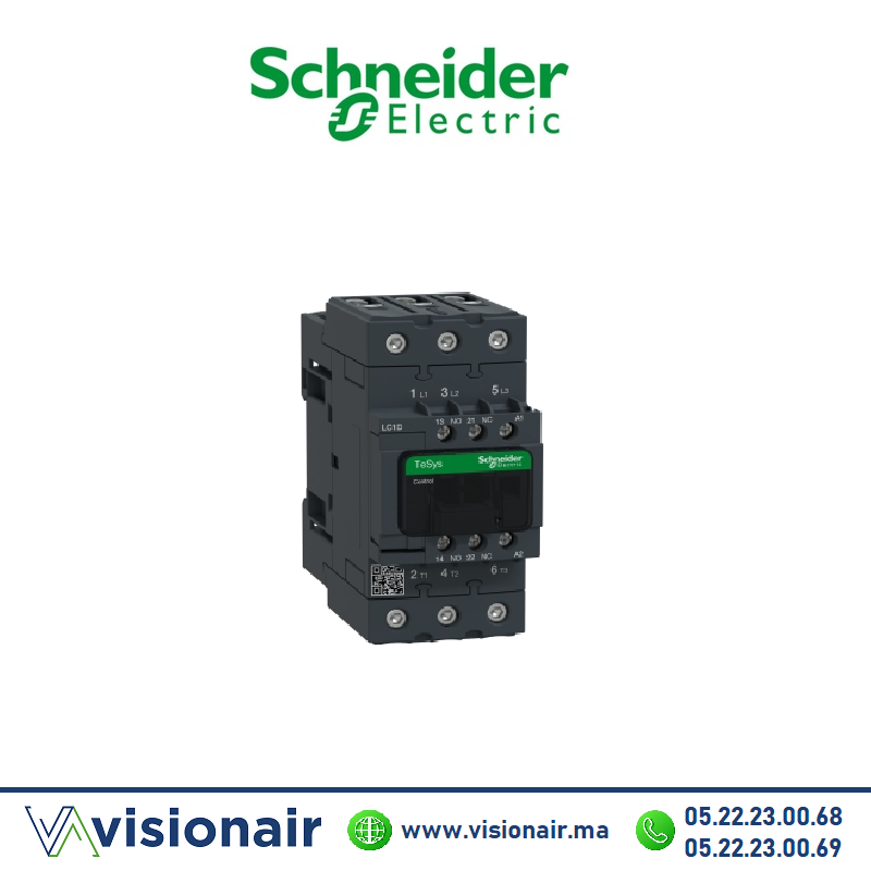 [LC1D40AM7] Contacteur EVERLINK SCHNEIDER 40A 3P AC3 440V bobine 220Vca LC1D40AM7