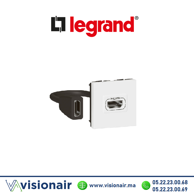 [LEG078979L] Prise HDMI V2.0 Legrand Mosaic 2M Blanc 078979L