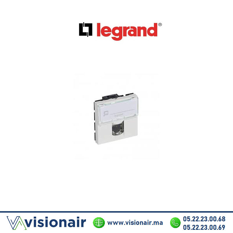 [LEG076576] Prise RJ45 CAT6A STP métal Legrand Mosaic 2M Blanc 076576