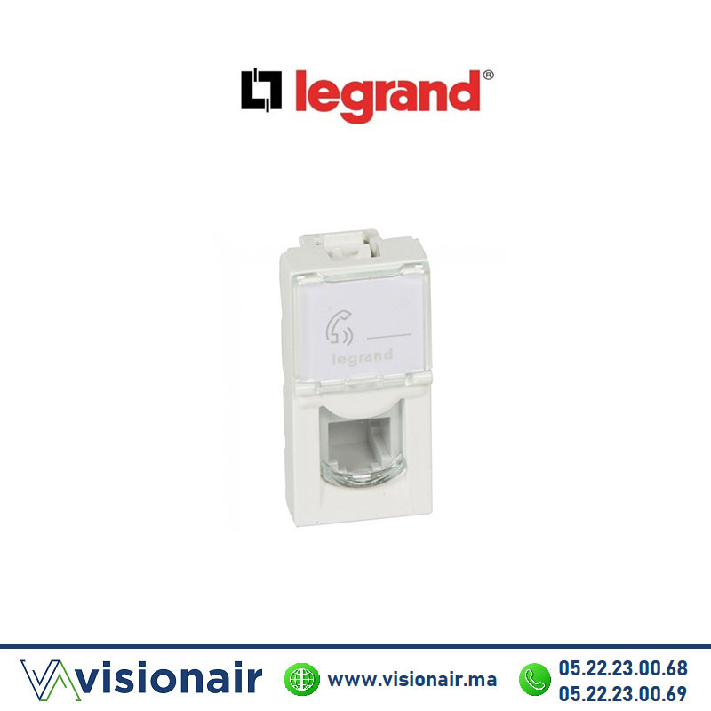 [LEG078730] Prise RJ11 4 contacts Legrand Mosaic 1M Blanc 078730