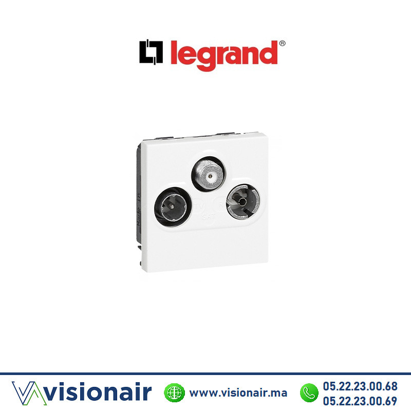 [LEG078786] Prise TV-R-SAT FM et DAB LEGRAND Mosaic 2M Blanc 078786