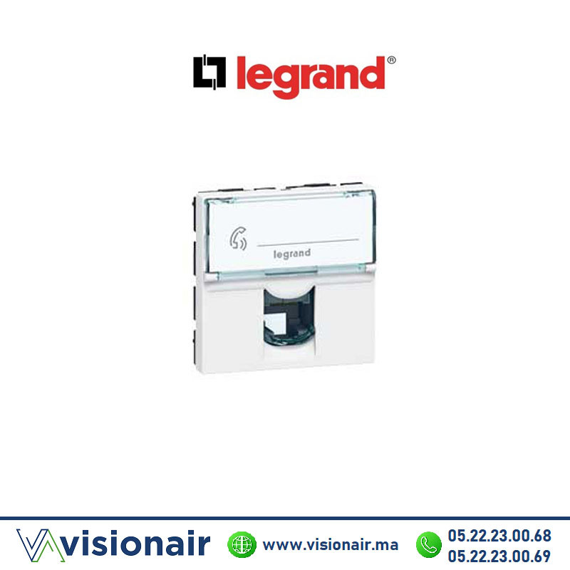[LEG078731] Prise RJ11 4 contacts Legrand Mosaic 2M Blanc 078731