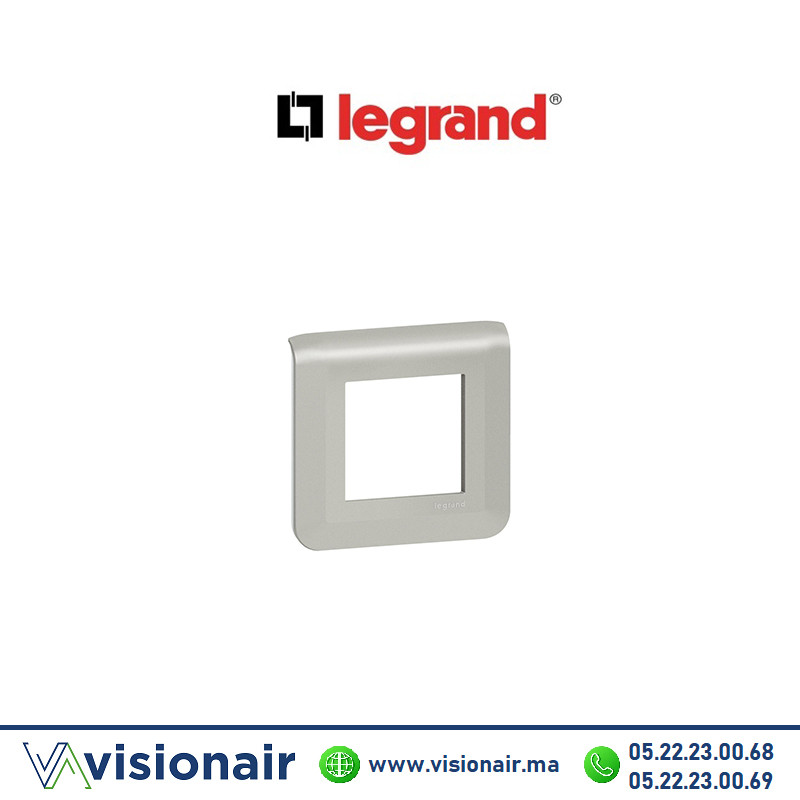 [LEG079302L] Plaque de finition 2 modules Legrand Mosaic Aluminium 079302L