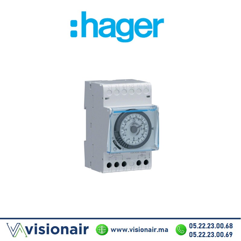 [HAGEH111] Interrupteur horaire HAGER analogique avec réserve EH11