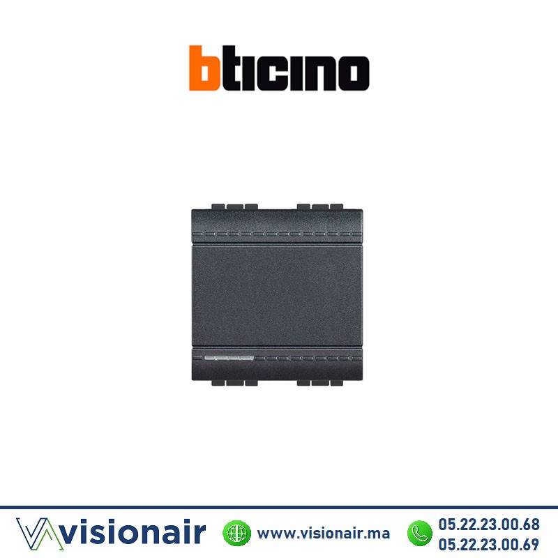 [BTL4001M2N] Interrupteur double BTICINO LivingLight Anthracite L4001M2N