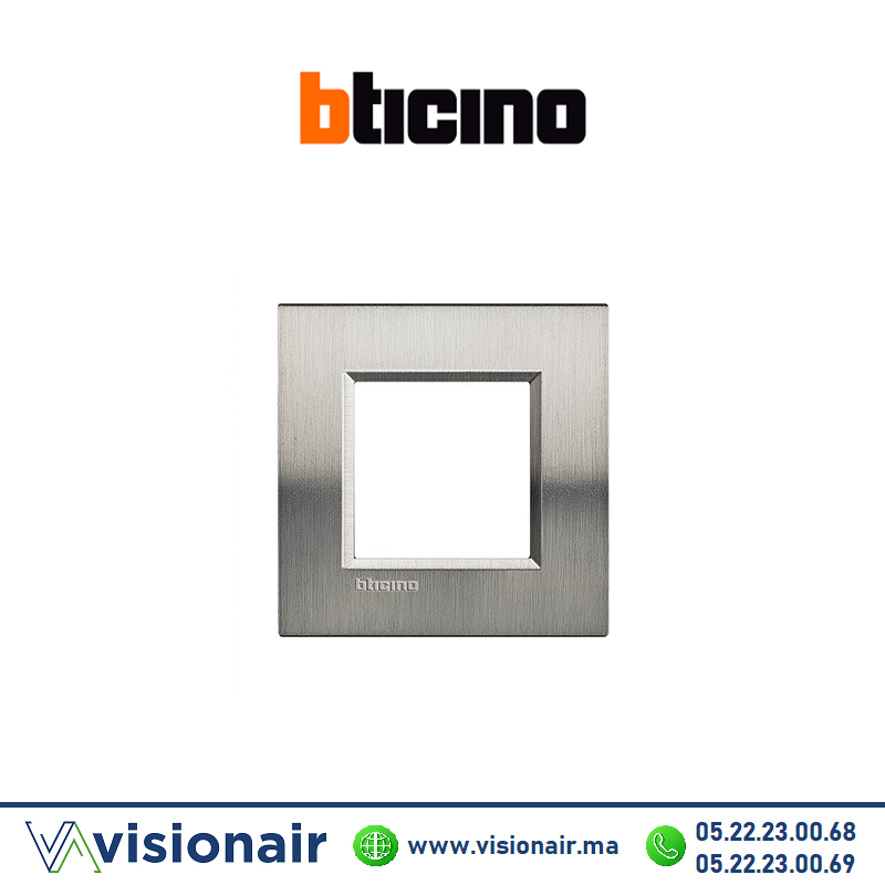 [BTLNA4802ACS] Plaque BTICINO LivingLight 2M acier brossé LNA4802ACS