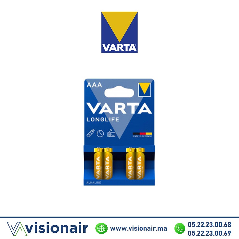 [VLONGLIFEAAA4] Pile VARTA LONGLIFE AAA4 LR03 1,5V ALCALINE