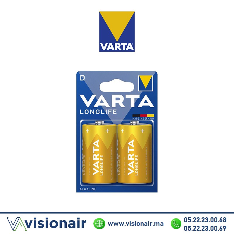 [VLONGLIFED2] Pile VARTA LONGLIFE 2 PILES D LR20 1,5V alcaline