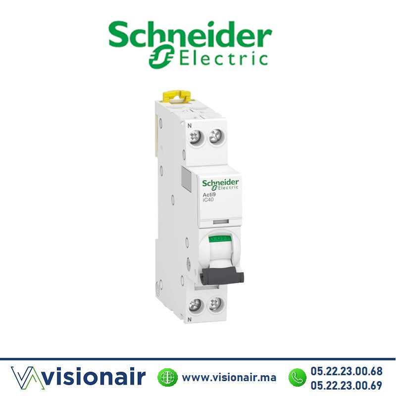 [A9P52610] Disjoncteur SCHNEIDER Acti9 iC40 1P+N 10A A9P52610