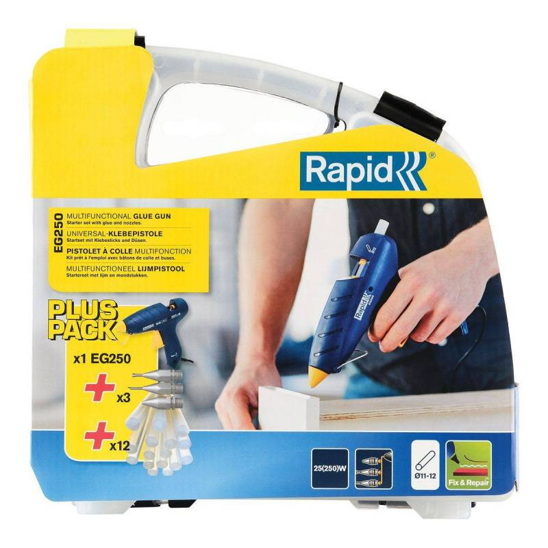 [RAPIDEG250] Pistolet à colle thermo RAPID EG250 + 12 bâtons colle + 3 buses