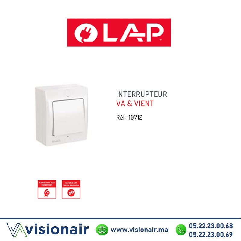 [LAP10712] Interrupteur va & vient LAP OPTIMO apparent