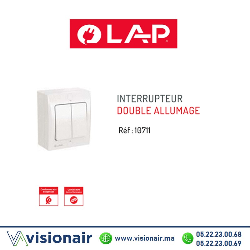 [LAP10711] Interrupteur double allumage LAP OPTIMO apparent