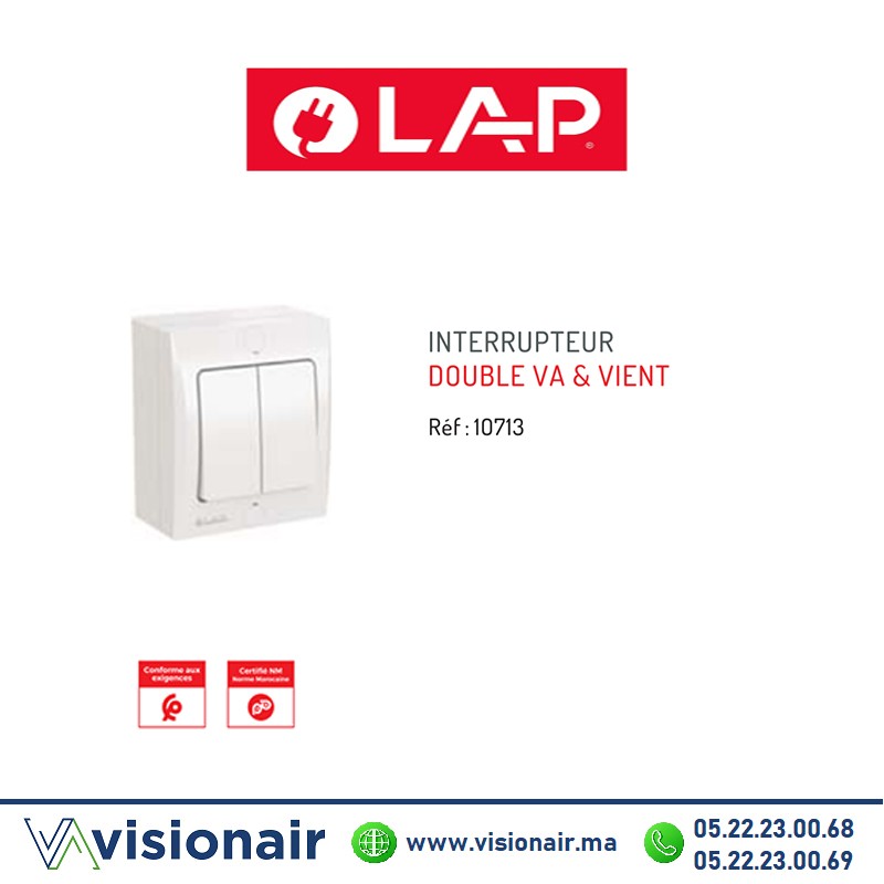 [LAP10713] Interrupteur double va & vient LAP OPTIMO apparent