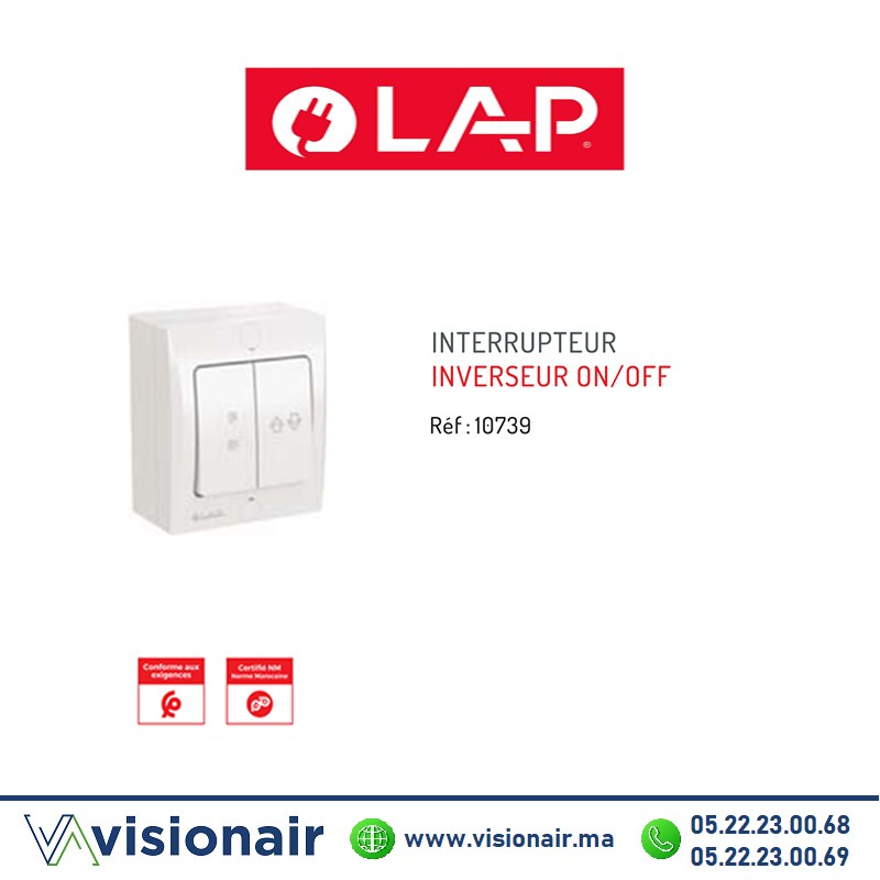 [LAP10739] Interrupteur inverseur ON/OFF LAP OPTIMO apparent