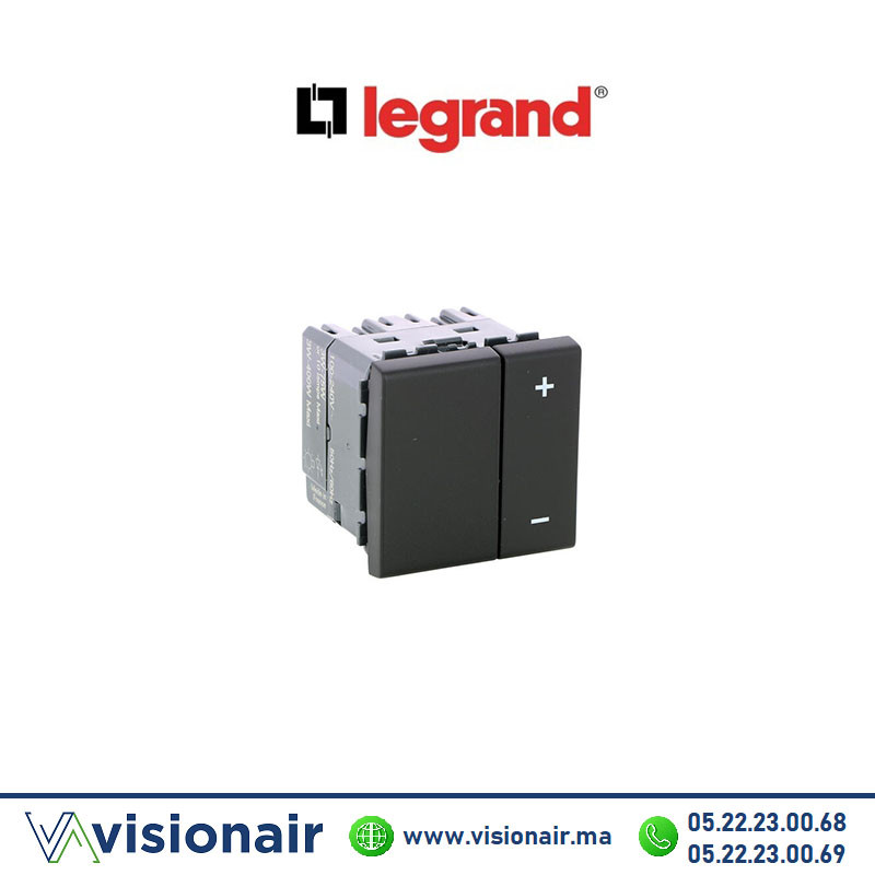 [LEG079107L] Interrupteur variateur Legrand Mosaic Noir mat 079107L