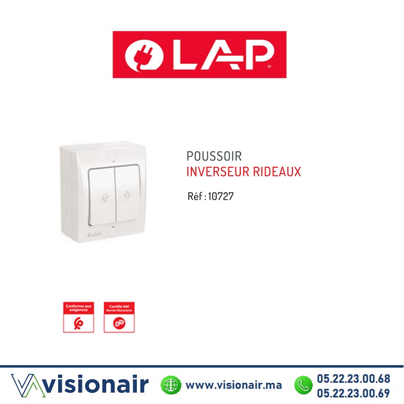 [LAP10727] Poussoir inverseur rideaux LAP OPTIMO apparent
