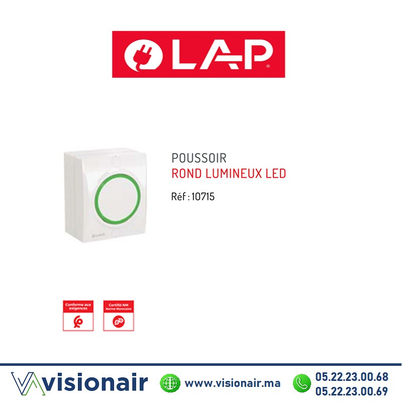 [LAP10715] Poussoir rond LAP OPTIMO lumineux LED apparent