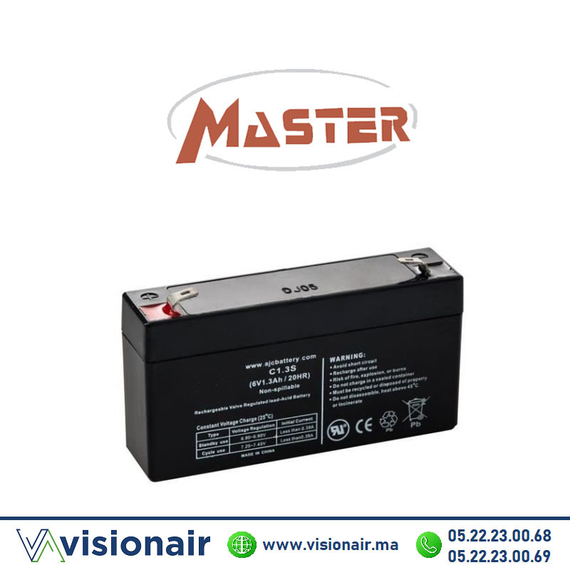 [MAS6V13AH] MASTER Batterie 6V 1,3AH étanche VRLA