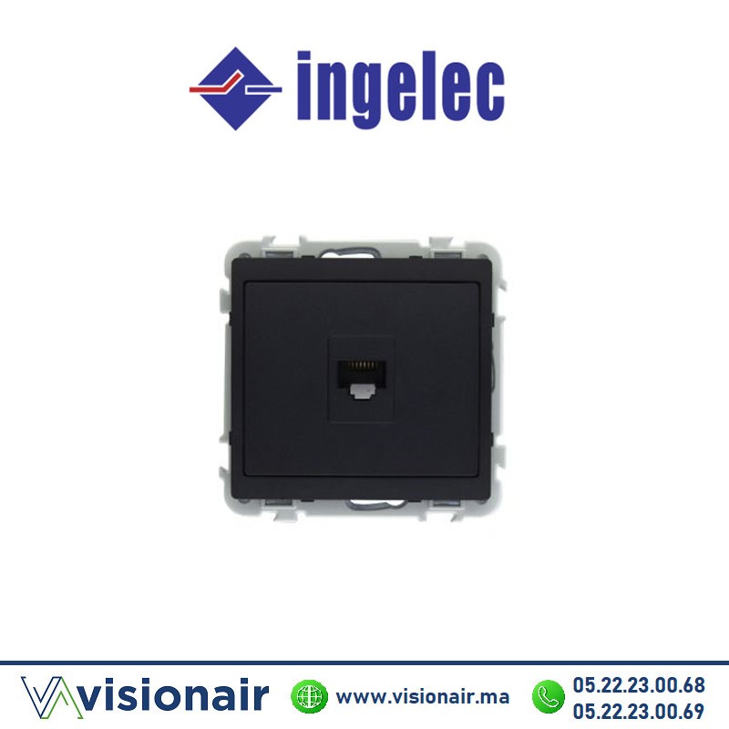[INGM4559/8T] Prise info RJ45 CAT6 INGELEC Jade anthracite noir M4559/8T