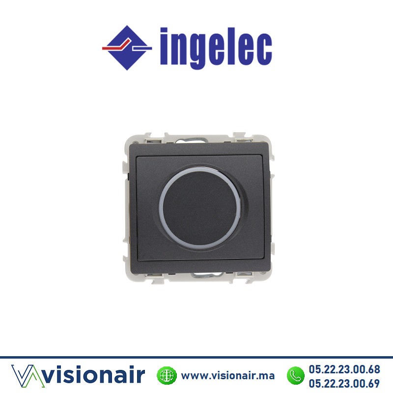 [INGM5551/03T] Poussoir rond lumineux INGELEC Jade anthracite noir M5551/03T